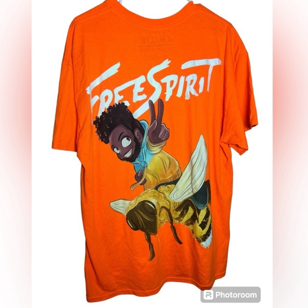 NWOT KHALID UNISEX XL LICENSED DOUBLE-SIDED GRAPHIC TEE ORANGE/BROWN
